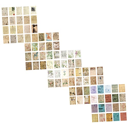 DOITOOL 100 Blatt Vintage Scrapbooking Papier DIY Bastelpapier mit Pflanzen und Kaffee Farbverlauf Handgeschriebenes Motivpapier für Tagebuch Bastelprojekte Dekoratives Papier Stil von DOITOOL