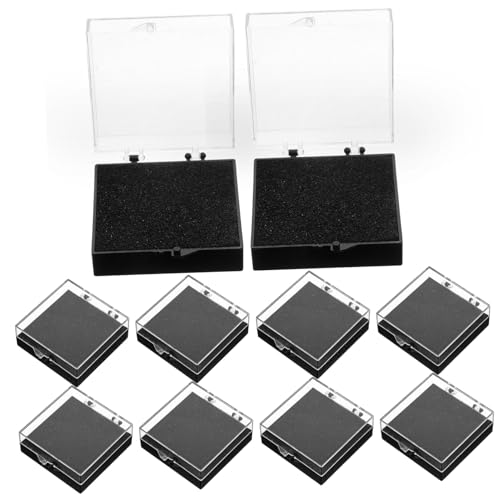 DOITOOL 10er Schachtel Vitrine Schmuck Container Abzeichen-Organizer Anstecknadeletui Geschenkbox Abzeichen Fall Abzeichenhalter Abzeichenanzeigekoffer Black Plastik von DOITOOL