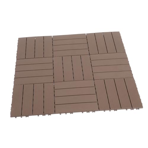 DOITOOL 11 Stück Wasserfeste Outdoor Bodenbelag Fliesen Interlocking Balkon Terrasse Decking Bodenplatten in Kaffee Holzoptik Schnelles Werkzeugloses Verlegen Wetterfest und Langlebig von DOITOOL