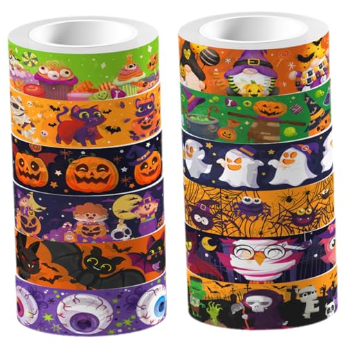 DOITOOL 12 Rollen Halloween Washi Tape mit Diy Bastelband für Scrapbooking Journaling Geschenkverpackung und Partydekoration Selbstklebendes Dekoratives Element Klebeband DOITOOL 12 Rollen Halloween Washi Tape mit Diy Bastelband für Scrapbooking Journaling Geschenkverpackung und Partydekoration Selbstklebendes Dekoratives Element Klebeband von DOITOOL