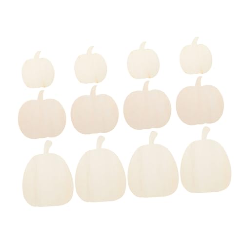 DOITOOL 12 Stück Teiliges Holz Kürbis Ausschnitte Unlackiert Glatte Oberfläche DIY Herbstdeko Halloween Thanksgiving Party Bastelholzscheiben für Kreative Dekoration von DOITOOL