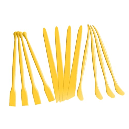 DOITOOL 12 Stück Tonschneider Keramik Professional Modellieren Bildhauerei Werkzeug Modelliermasse Herstellung Lufttrockener Ton Cutter Skulptur Ton-kit Hey Tonschaber Plastik Yellow von DOITOOL
