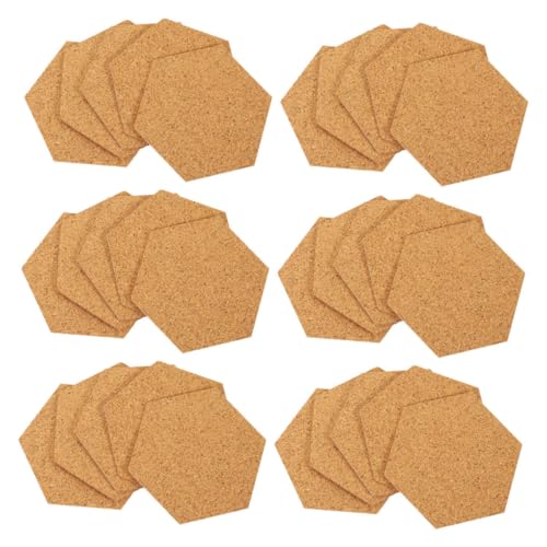 DOITOOL 120 Stück Selbstklebende Sechseckige Korkplatten Anpassbare Korkuntersetzer und Pinnwand für Heimdekoration Tischschutz DIY Bastelprojekte und Geräuschdämmung von DOITOOL