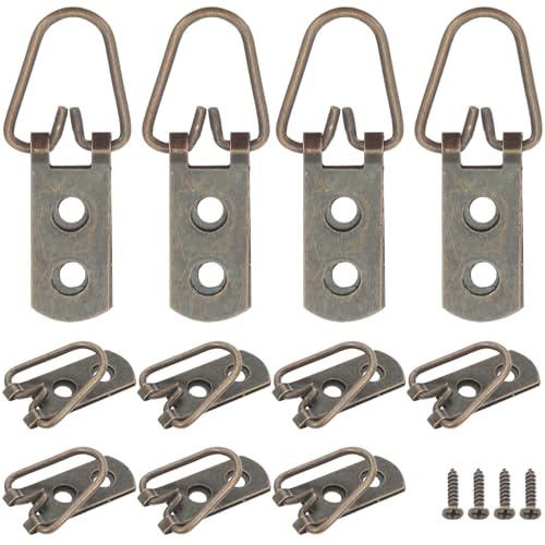 DOITOOL 15 Stück D-Ring-Bilderaufhänger mit Schrauben, robuste Metallhaken für Fotorahmen, 2 Löcher, Verschlüsse zum Aufhängen von Uhren, Gemälden, Kunstwerken, Spiegeln von DOITOOL