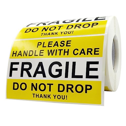 DOITOOL 1Rolle Fragile Aufkleber für Sicheren Transport Selbstklebende Warnetiketten Langlebig und Stark Haftend für Versand Auffällige Weiße von DOITOOL