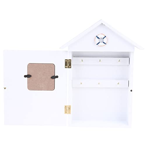 DOITOOL Holz Schlüsselbox Im Hausdesign Wandmontierter Schlüsselkasten Mit Haken Für Küche Flur Garage Und Eingangsbereich Mediterraner Stil Schlüsselorganisation Und Dekoration von DOITOOL