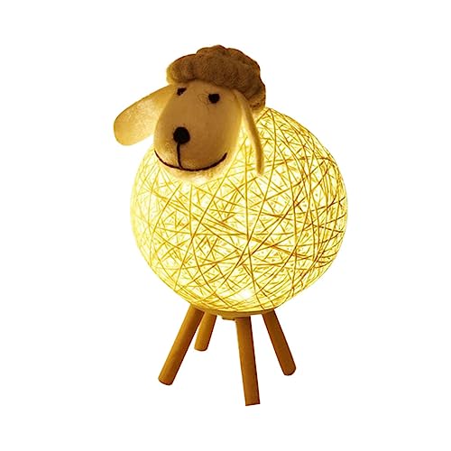 DOITOOL 1stk Lamm Nachtlicht Schaf Nachtlicht Nachttischlampe Led-lampe Batteriebetriebenes Nachtlicht Led-nachtlichtbirnen Schaf-geschenke Babylammlicht Rattan Haushalt Sepak Takraw Kind von DOITOOL