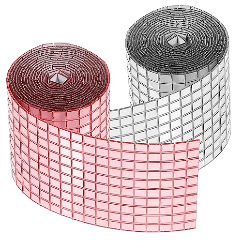 DOITOOL 2 Rollen Acryl-Wanddekorationsaufkleber Mini-Spiegelfliesen Selbstklebende Mosaikfliesen Zum Basteln Selbstklebende Spiegel Selbstklebende Spiegelfliesenstreifen von DOITOOL