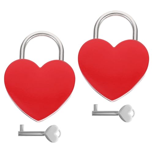 DOITOOL 2 Stück Herz Vorhängeschloss für Reisen Liebesschloss mit Schlüssel für Gepäck Tagebuch und Rucksack für Valentinstag von DOITOOL