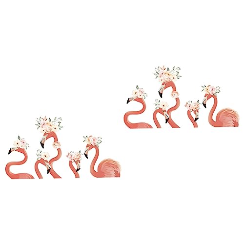 DOITOOL 2 Sets Wandaufkleber Rosa Applikation Rosa Kinderzimmer-Dekor Blumen-Aufkleber Flamingo-Wand-Dekor Kinderzimmer-Tapete Hintergrund-Wandaufkleber Tapeten Heim-Tapete von DOITOOL