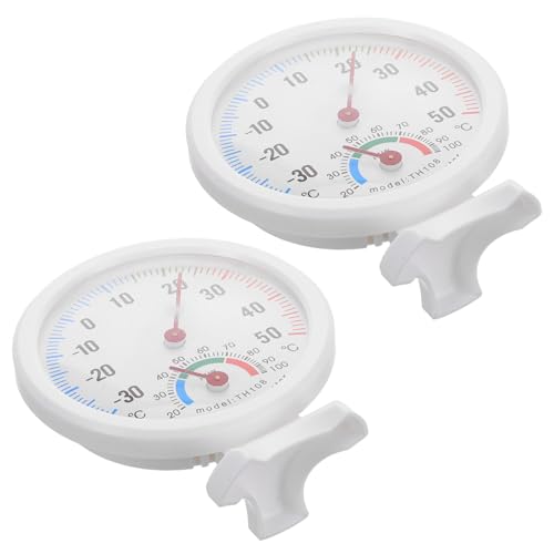 DOITOOL 2 Stück Analoges Hygrometer Thermometer Mini Hygrothermograph für Kühlschrank und Luftbefeuchter Präzises Temperatur Feuchtigkeitsmessgerät für Reptilien Terrarien und Innenräume von DOITOOL