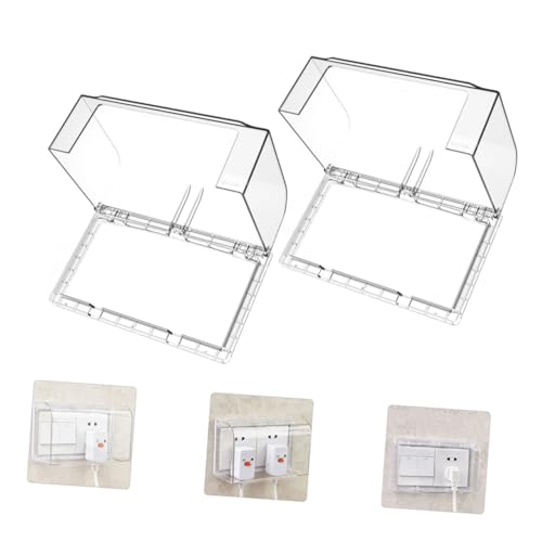 DOITOOL 2 Stück Doppelte Schutzabdeckung für Wandsteckdosen Spritzwasserdichte Transparente Abdeckbox für Standard Steckdose Robust Isoliert Einfache Montage Geeignet für Badezimmer und von DOITOOL