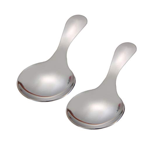 DOITOOL 2 Stück Edelstahl Kurzgriff Löffel Mini Salzlöffel Messlöffel für Tee Metall Essen Servierlöffel EIS Dessert Kaffeelöffel von DOITOOL