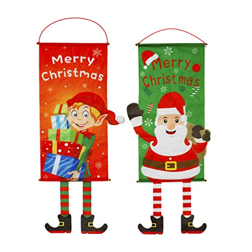 DOITOOL 2 Stück Frohe Weihnachten Tür Hängende Flagge Weihnachtsmann Gartenflagge Verandaschild für Innen Außen Weihnachtsdekoration Ornamente Türbanner DOITOOL 2 Stück Frohe Weihnachten Tür Hängende Flagge Weihnachtsmann Gartenflagge Verandaschild für Innen Außen Weihnachtsdekoration Ornamente Türbanner von DOITOOL