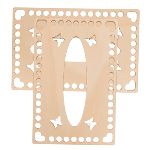DOITOOL 2 Stück Gewebte Web Strickbasis Häkel Geldbörsenbasis Korbböden Für Häkelbasis Korbbasis Häkelkörbe Kits Hohler Häkelkorb Strickkorb Holz Beige von DOITOOL