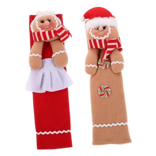 DOITOOL 2 Stück Handschuhe Für Kühlschrankgriffe Lebkuchenmann Kühlschrankhandschuhe Küchengerät Dekor Appliance Protector Weihnachtsdekoration Zu Hause Schrankknopfabdeckung Stoff von DOITOOL