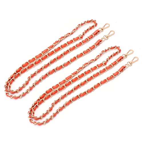 DOITOOL 2stücke Retro Kettenriemen Pu-Leder Und Metall Mit Schnallen Orange Handtaschen Zubehör Abnehmbarer Schultergurt Für Umhängetaschen Und Clutches von DOITOOL