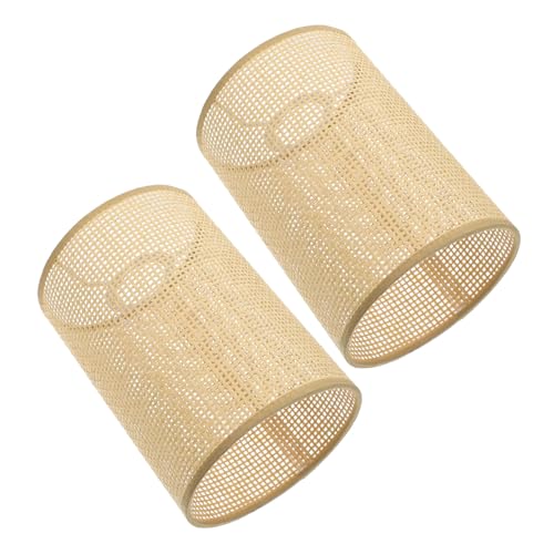 DOITOOL 2 Stück Lampenschirme aus Geflochtenem Rattan Zylindrischer Pendelleuchten-schirm Einfach zu Montieren Rustikales Design für Schlafzimmer Hotel Restaurant von DOITOOL