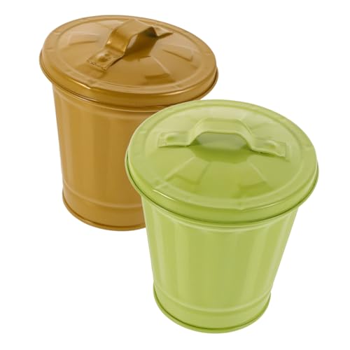 DOITOOL 2 Stück Mini mülleimer aus verzinktem Stahl mit Deckel Kleiner Tischabfalleimer für Wohnzimmer und Schlafzimmer Multifunktional als Aufbewahrung Blumentopf und Dekorativer DOITOOL 2 Stück Mini mülleimer aus verzinktem Stahl mit Deckel Kleiner Tischabfalleimer für Wohnzimmer und Schlafzimmer Multifunktional als Aufbewahrung Blumentopf und Dekorativer von DOITOOL