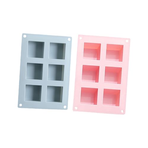 DOITOOL 2 Stück Silikonform Seife mit Hohlräumen Quadratisch Flexibel Langlebig für DIY Seifen Kuchen Muffins Brownies Kerzen Backform Rosa Blau von DOITOOL