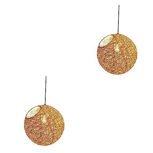 DOITOOL 2 Stk Sepak Takraw Kronleuchter Rattan-lampe Rattan-kronleuchter Kronleuchter Hängendes Licht Kronleuchter Aus Rattan Rattankorb Weblampe Rattan-leuchten Kronleuchter Draht Bambus von DOITOOL