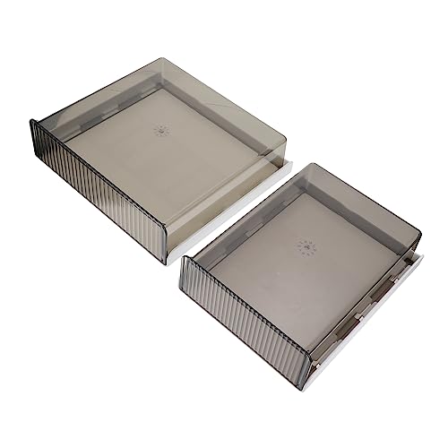 DOITOOL 2 Stück Teiliges Versteckte Aufbewahrungsboxen unter Schreibtisch Transparente Schwarze Schubladen Organizer Japanischer Stil Stiftehalter und Büro Zubehör Platzsparend Vielseitig von DOITOOL