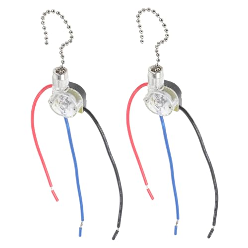 DOITOOL 2 Stück Teiliges Zugkettenschalter Deckenventilator Dreidrahtiger Halbtransparenter Pull Chain Control Rostfrei Langlebig Einfach zu Ersetzen Geeignet für Deckenlampen und von DOITOOL