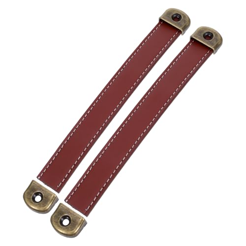 DOITOOL 2 Stück Vintage PU Ledergriffe Möbelgriffe Schranktürgriffe Braun für Kommode Schublade Koffer Truhe Vielseitige Möbelbeschläge Einfache Montage Langlebig von DOITOOL