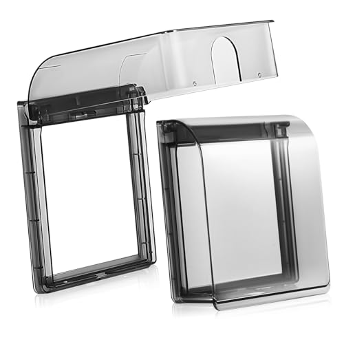 DOITOOL 2 Stück Wasserdichte Steckdosenbox Standard Schwarz transparent mit Selbstklebendem Schutz für Außen Badezimmersteckdosen Klappdeckel Einfache Installation ohne Wandbeschädigung von DOITOOL