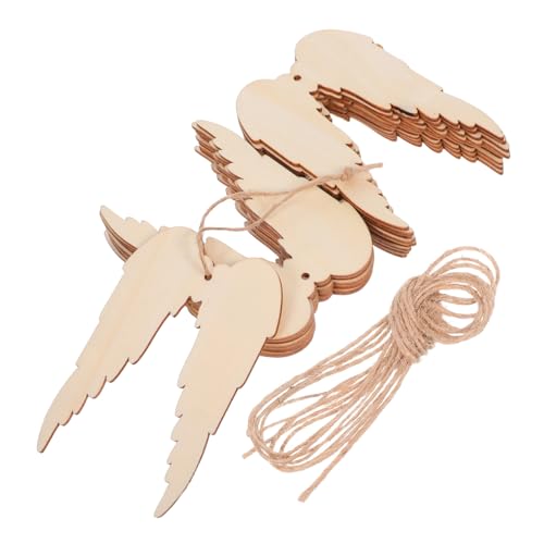 DOITOOL 20 Stück Holz Engelsflügel zum Hängen Naturbelassene Unlackierte Holz-deko mit Loch DIY Bastelset für Malerei Weihnachten Hochzeit Geburtstag Partydekoration von DOITOOL