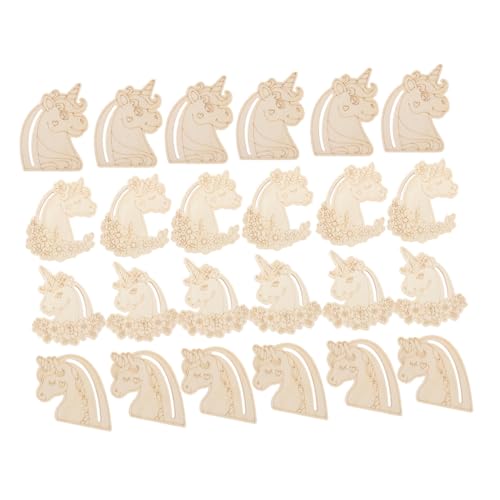DOITOOL 24 Stück Teiliges Holz Einhorn Figuren zum Bemalen Naturbelassene DIY Holzscheiben Vielseitige Holzanhänger für Basteln und Dekoration für Kreative Handwerksprojekte und Geschenke von DOITOOL