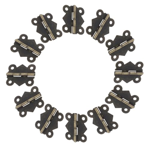 DOITOOL 24 Stück Teiliges Vintage Schmetterlingsscharniere aus Retro Eisen mit Ersatzschrauben Mini Klappscharniere für Schmuckboxen Holzschränke Möbel Olivgrün Öffnung von DOITOOL