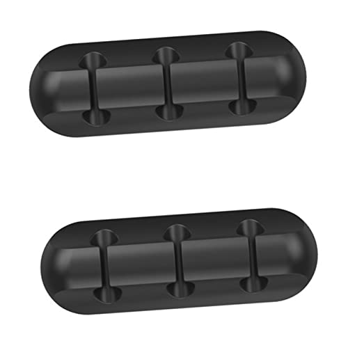 DOITOOL 2Stücke Kabelorganisatoren Silikon Kabelhalter Clips Selbstklebende Kabelmanagement Lösung für Schreibtisch Zuhause Halt Schwarz zur Kabelfixierung von DOITOOL