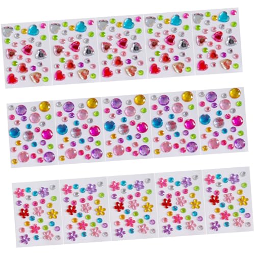DOITOOL 3 Sätze DIY -Aufkleber Für Edelsteine Edelsteinaufkleber Funkeln Sammelalbum Juwelen Zum Handwerk Selbstklebende Bastelaufkleber Juwelenaufkleber Plastik 15 Blätter * 3 von DOITOOL