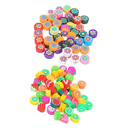 DOITOOL 3 Sätze Polymer Clay Beads Mit Obst Und Blumenmotiven Für Diy Schmuckherstellung Armbänder Und Mixed Und Mixed 100 Stück * 3 von DOITOOL
