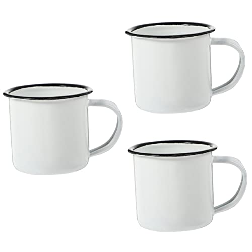 DOITOOL 3 Stk Altes Schnapsglas Vintage Wasserbecher Campingtopf Kaffeebecher Camping Zinn Kaffeetasse Keramiktasse Emaille Kaffee Eisen Qualität Weiß Männer Und Frauen Trinkbrunnen von DOITOOL