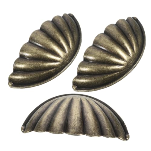 DOITOOL 3 Stück Antike Halbrunde Muschelgriffe aus Zinklegierung Ergonomisch Geformt Vintage Küchenschrank und Möbelschubladengriffe für Stilvolle Wohn und Gastronomieeinrichtung von DOITOOL