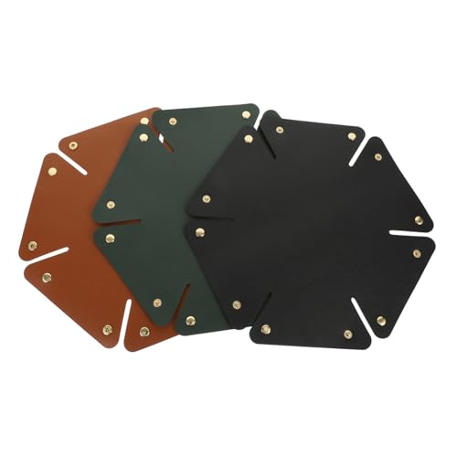 DOITOOL 3 Stück Teiliges Leder Aufbewahrungsset Entryway Storage Tray mit Nieten Multifunktionales Dreieck Organizer Tablett für Schlüssel Schmuck Desktop Vintage Stil für Wohnzimmer von DOITOOL