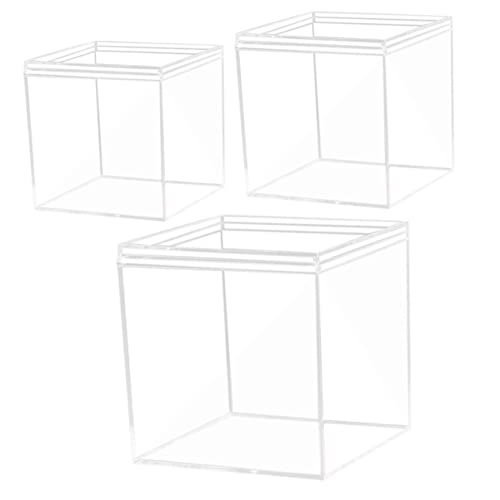 DOITOOL 3 Stück Vitrine Fall Mini Container Aufbewahrungswürfel Anzeige Schmuck Quadratischer Schrank Cube-aufbewahrungseinheit Showcase Klein Sammlerstücke P.s Transparent von DOITOOL