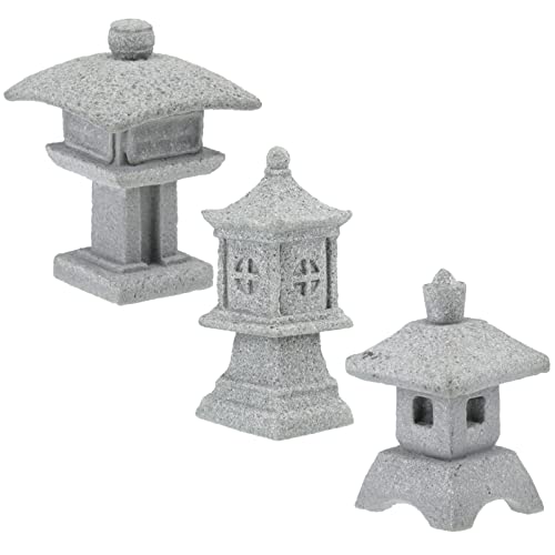 DOITOOL Zen Garten Miniatur 3Pcs Mini Pagode Statue, Japanischen Stil Pagode Laterne Mini Pagode Statue für Garten Terrasse Micro Landschaft Hof Bonsai Dekoration Bonsai Zubehör von DOITOOL