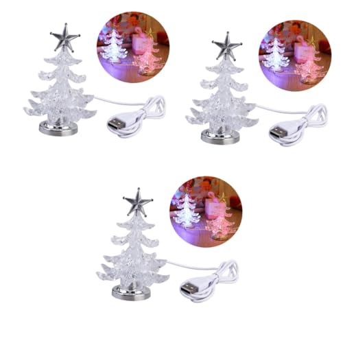 DOITOOL 3-teiliges -weihnachtslampen-nachtlicht 7-farbiges Rgb-blinklicht Dekorative Lampe Für Jungen Und Mädchen Nachttischlampe Acrylbaum Heimdekoration von DOITOOL