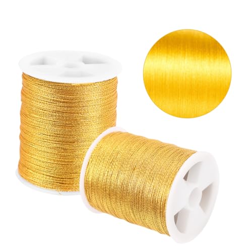 DOITOOL 4 Rollen Computer stickgarn Gelb Multifunktionaler Langlebiger DIY stickfaden für Kreuzstich String Art Kinderbasteln und Handarbeiten von DOITOOL