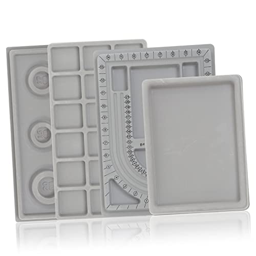 DOITOOL 4 Stück Entwurfsschischspeicherbox Einfache Perlenschale DIY-Tablett Design Handwerk Schmuckstaber für Perlen Machen Perlenbrett zur Schmuckherstellung Plastik Grey von DOITOOL
