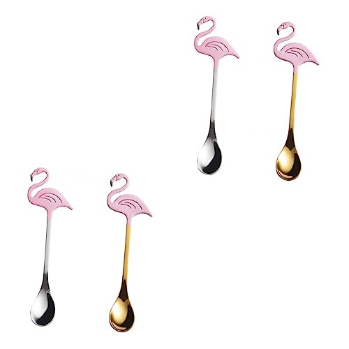 DOITOOL 4 Stück Flamingo-rührlöffel Löffel Aus Edelstahl Metalllöffel Hawaiianische Party Kleiner Rührlöffel Salat Aus Metall Bar Rührlöffel Süße Löffel Vergoldet Kleiner Löffel Bankett von DOITOOL