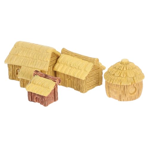 DOITOOL 4 Stück Miniaturisierte Gartenfiguren Resin Europäische Dorfhäuser für Mikrolandschaften und Bonsai Dekoration Vielseitige Gartenaccessoires für Kreative Gestaltungen von DOITOOL