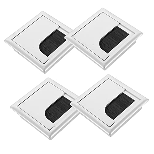 DOITOOL 4 Stück Kabeldurchführung für Schreibtisch mit Bürstendichtung Kabelmanagement Tools Abs Quadratisch für Möbel Heimdekoration von DOITOOL