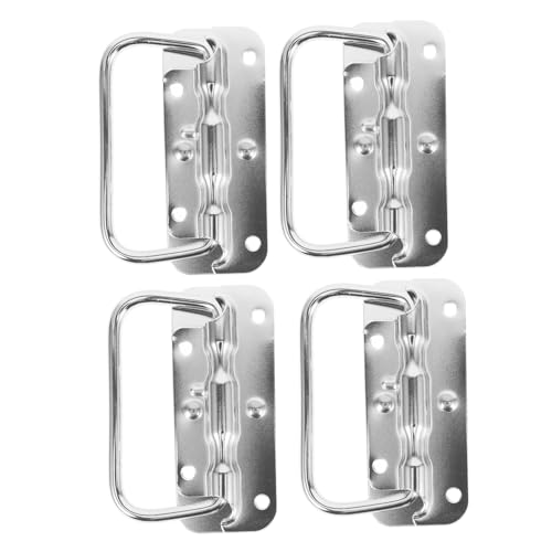 DOITOOL 4 Stück Teiliges Edelstahl Klappgriffe mit Feder Robuste Metallgriffe für Kisten Werkzeug Aufbewahrungsboxen Langlebig Einfach zu Montieren für Industrie Transportzwecke von DOITOOL