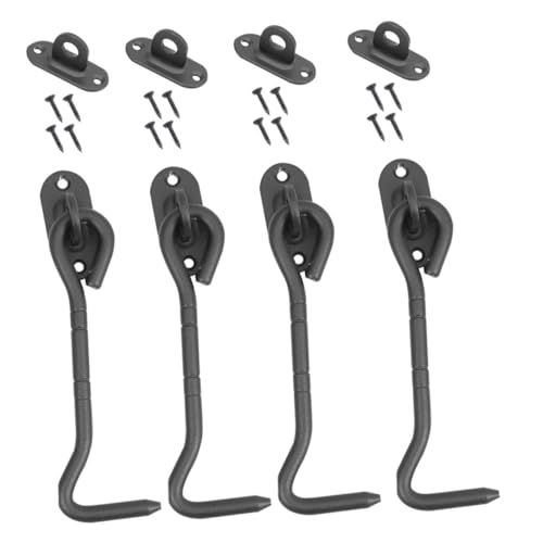 DOITOOL 4 Stück Teiliges Edelstahl Türriegel Sturmhaken mit Schrauben Robuster Fensterverschluss für Garten Schuppen Tore und Schränke Schwarz matte Oberfläche Einfach zu Montieren von DOITOOL