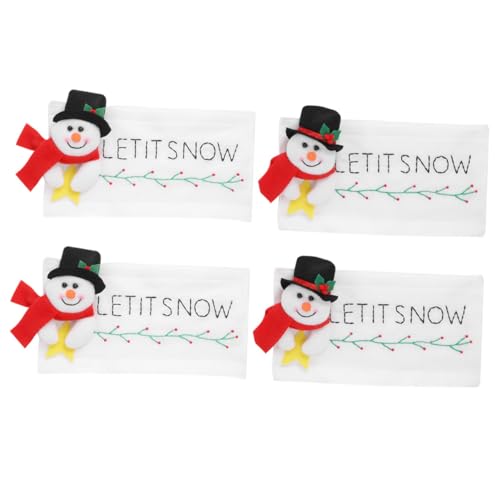 DOITOOL 4 Stück Weihnachtliche Schneemann Türgriffschoner Teiliges Waschbare Weiche Ofen und Kühlschrankgriff Schutzhüllen Rutschfeste Küchenapplikation Dekorative Weihnachtsdeko für von DOITOOL