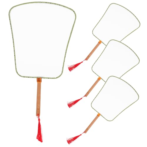 DOITOOL 4 Teiliger Faltbarer Chinesischer Fächer Blanko Handfächer Aus Seide Dekorativer Handfächer Zum Selbersticken Malen Schreiben Basteln Handarbeiten – Für Sommer Kunstprojekte von DOITOOL